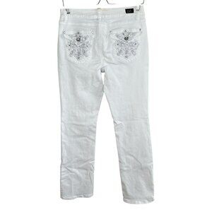 Earl Jeans Womens White Embellished Back Pocket Denim Slim Boot Jeans Size 8